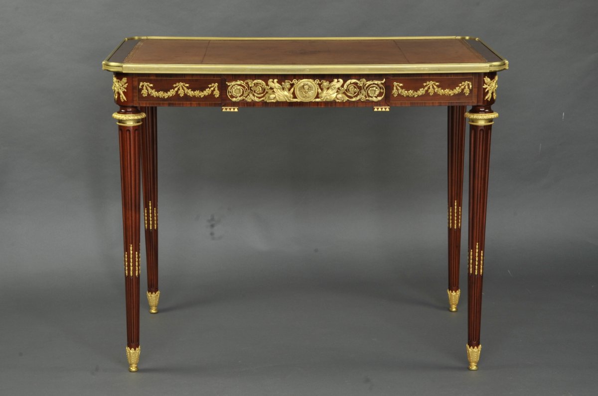 Ormolu Louis XVI Style Desk From A Reisener Model  Attributed To François Linke-photo-2