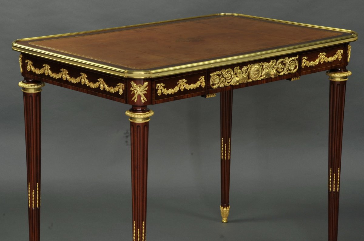 Ormolu Louis XVI Style Desk From A Reisener Model  Attributed To François Linke-photo-1