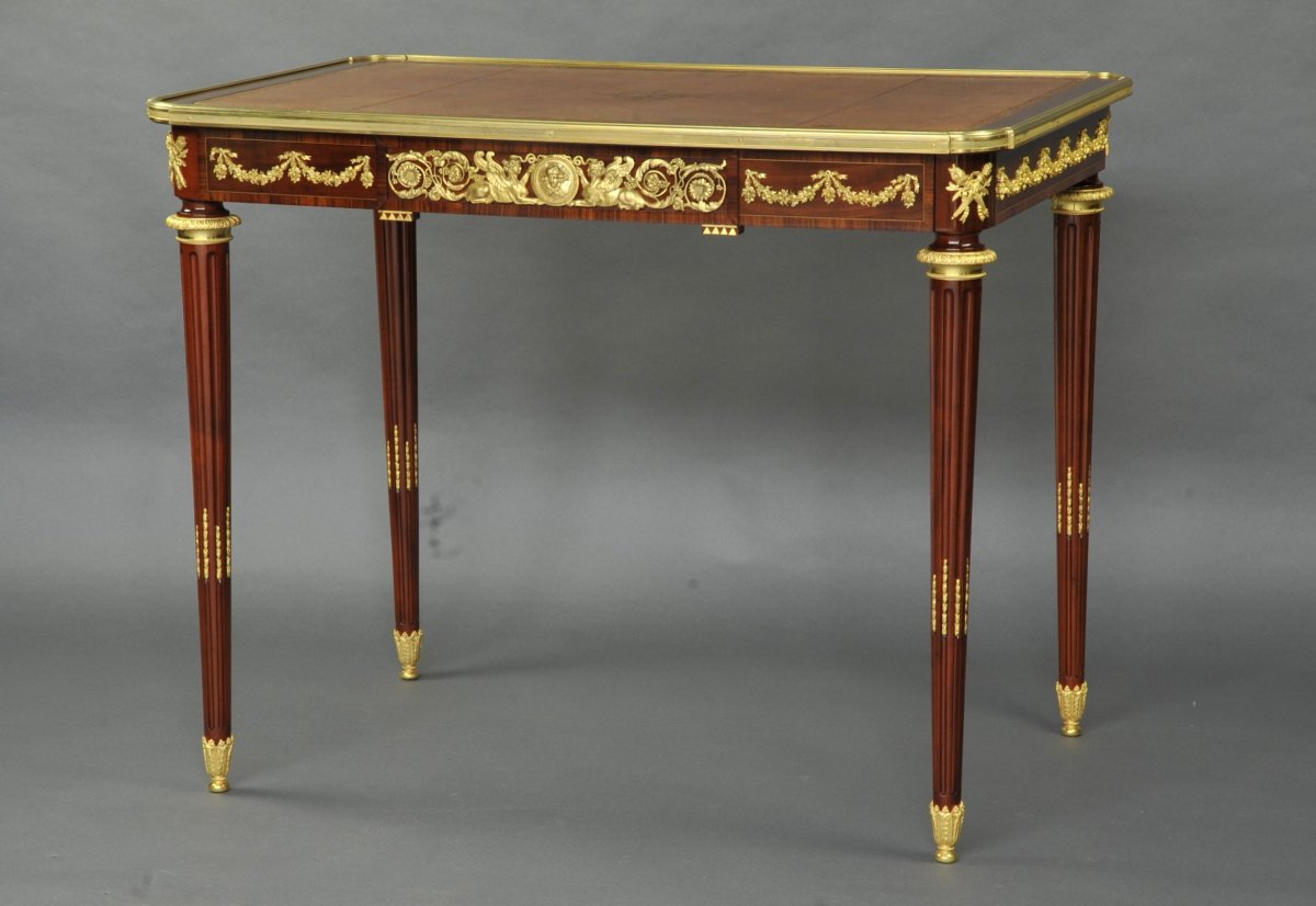 Ormolu Louis XVI Style Desk From A Reisener Model  Attributed To François Linke-photo-3