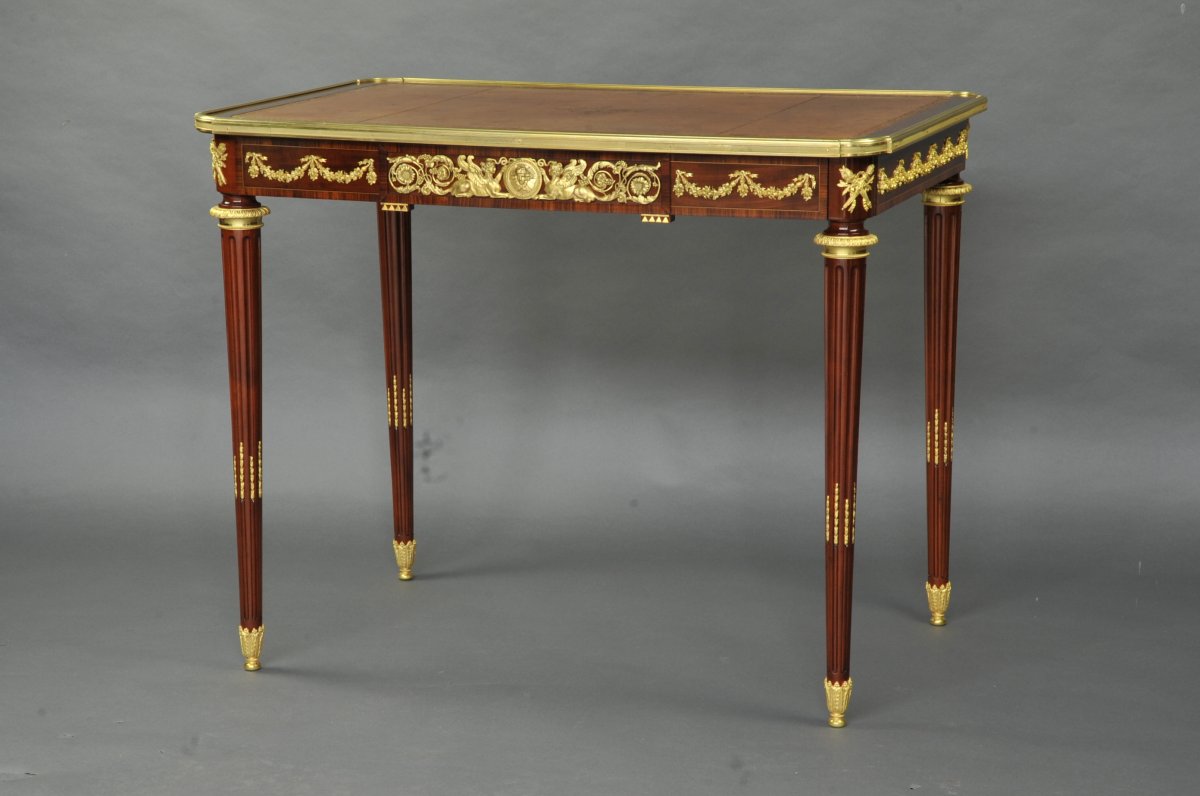 Ormolu Louis XVI Style Desk From A Reisener Model  Attributed To François Linke