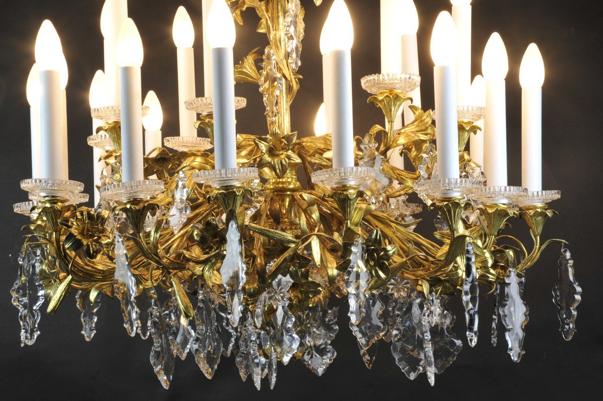 Important Chandelier 24 Lights In Ormolu And Crystal From The XIXth Century-photo-3