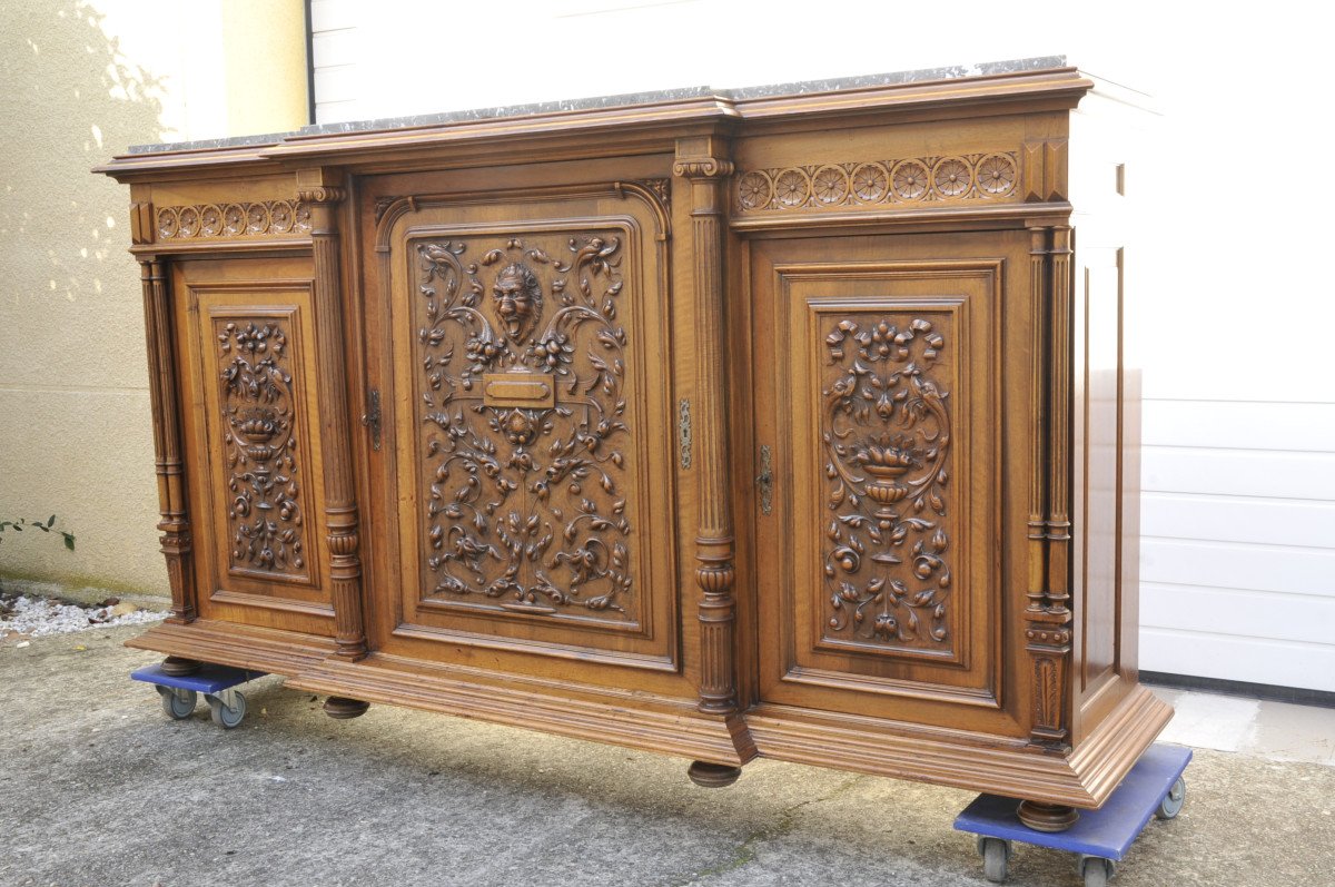 Important Buffet De Style Renaissance En Noyer Sculpté-photo-2