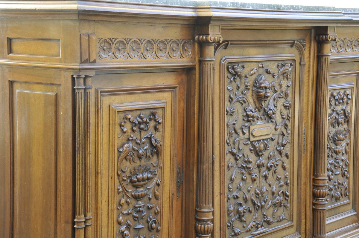 Important Buffet De Style Renaissance En Noyer Sculpté-photo-4