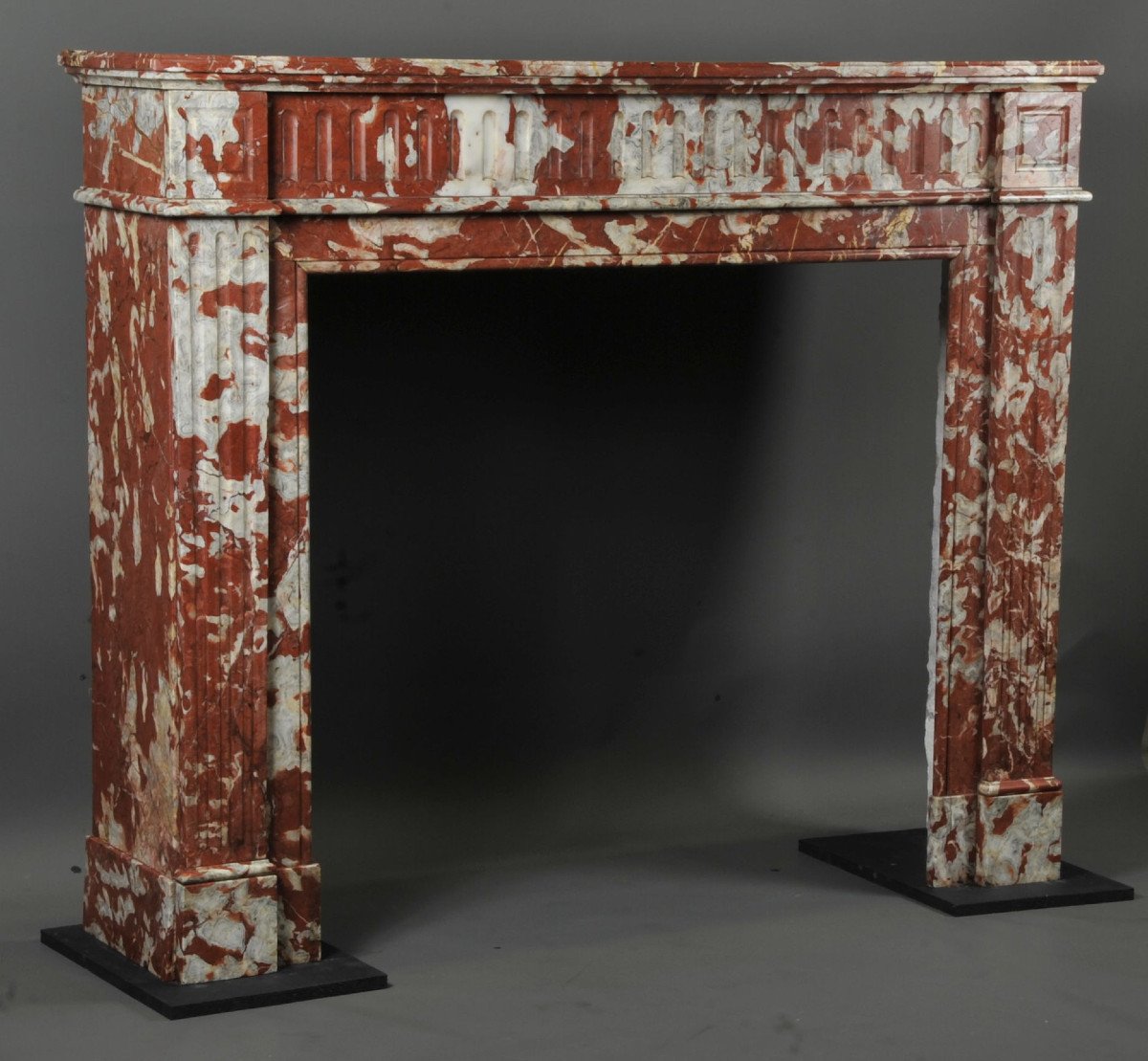 Louis XVI Style Fireplace In Red Marble From Languedoc-photo-2