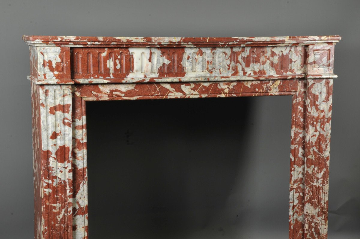 Louis XVI Style Fireplace In Red Marble From Languedoc-photo-3