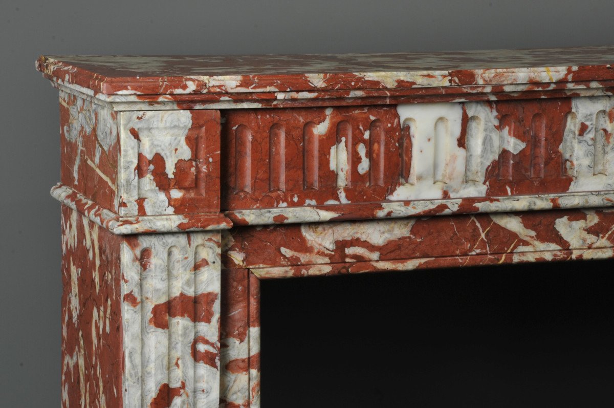 Louis XVI Style Fireplace In Red Marble From Languedoc-photo-4