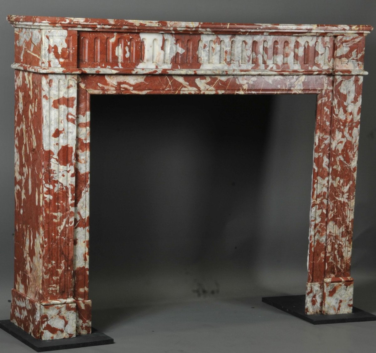 Louis XVI Style Fireplace In Red Marble From Languedoc-photo-2