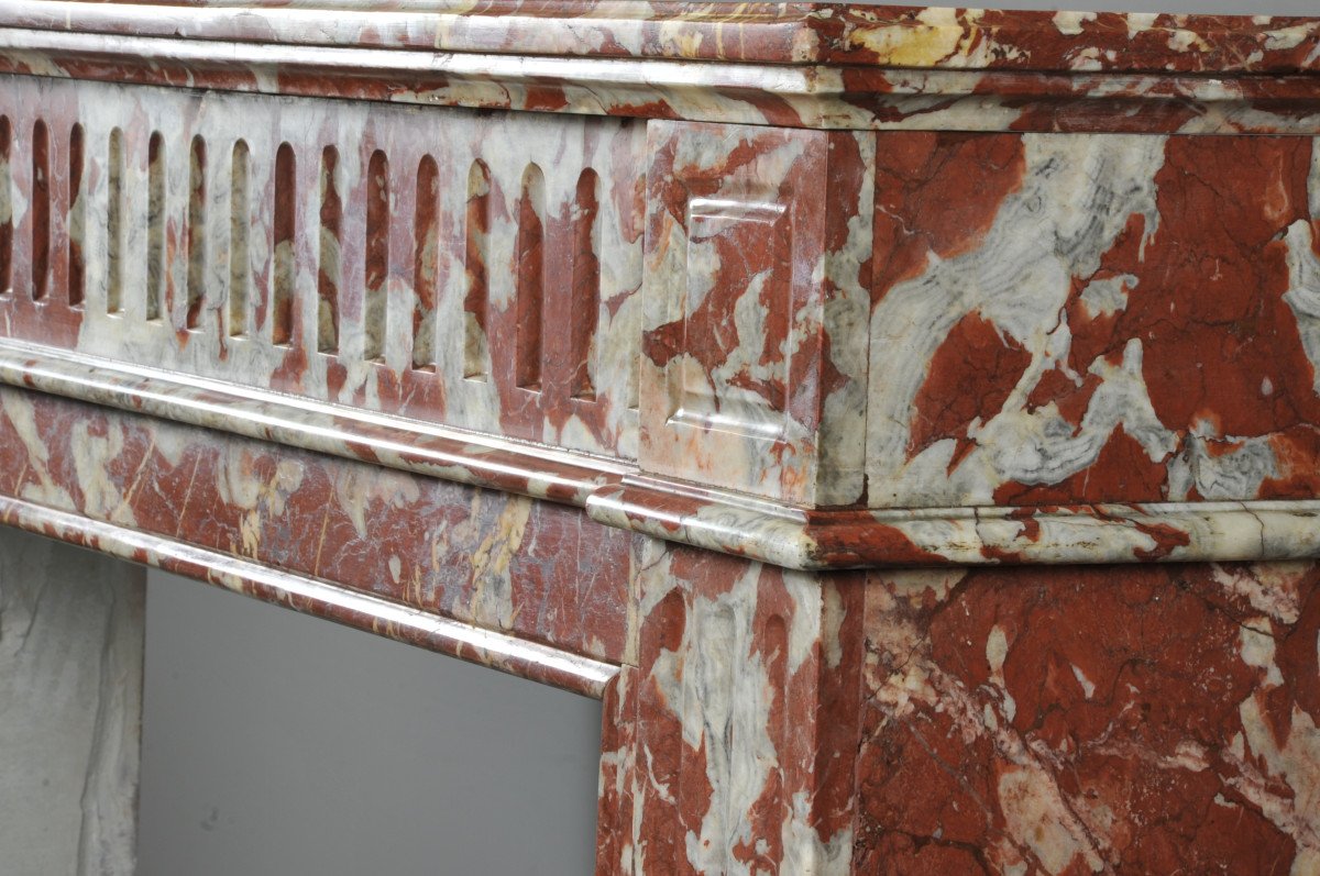 Louis XVI Style Fireplace In Red Marble From Languedoc-photo-4