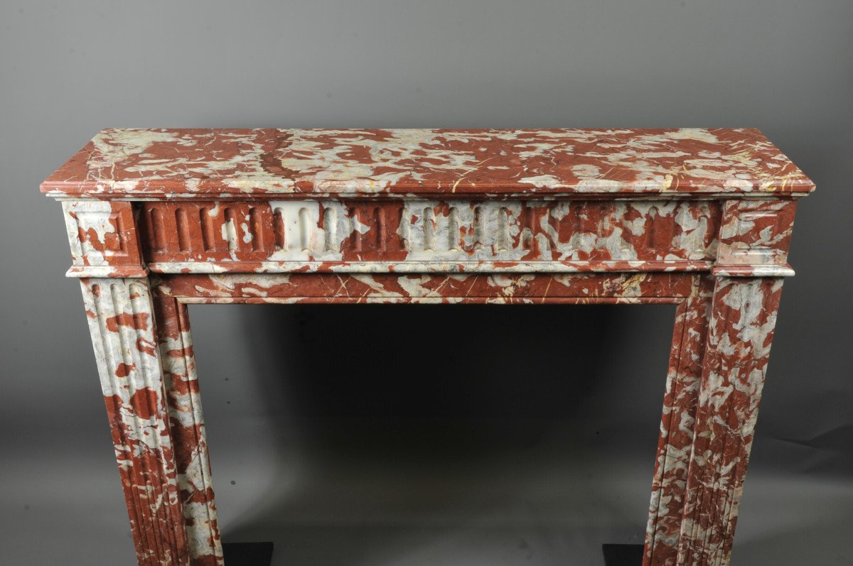 Louis XVI Style Fireplace In Red Marble From Languedoc-photo-6