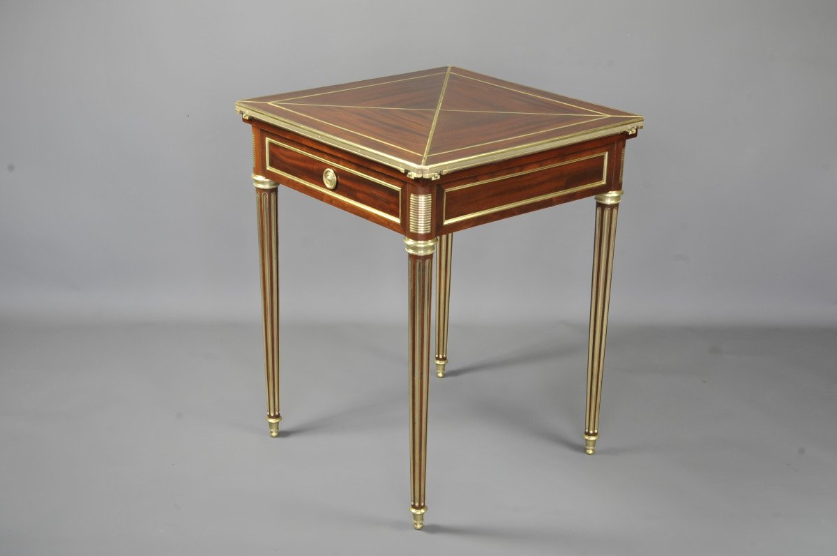 Paul Sormani (1817-1866) – Table à Jeux Dite Mouchoir De Style Louis XVI-photo-4