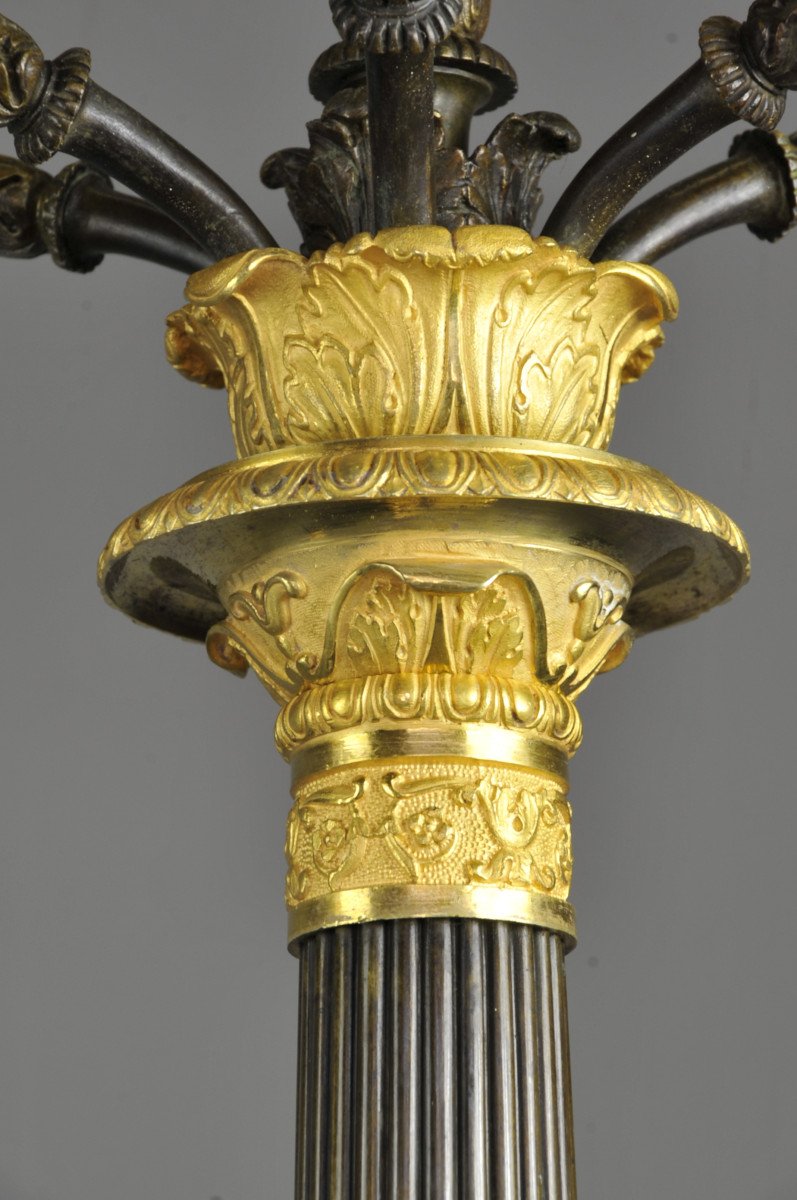 Important Pair Of Empire Candelabra In Gilt And Patinated Bronze-photo-3