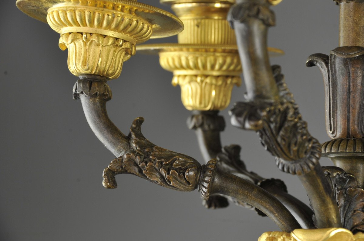 Important Pair Of Empire Candelabra In Gilt And Patinated Bronze-photo-2