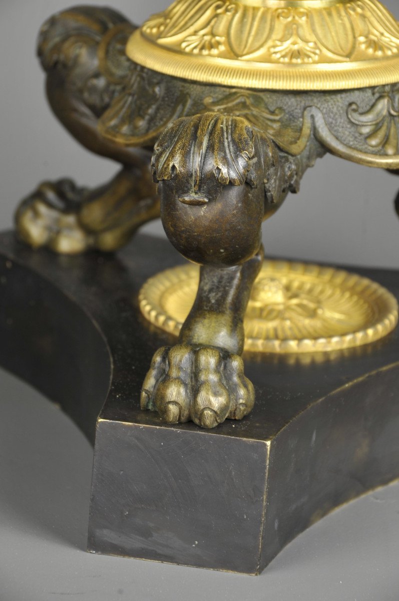 Important Pair Of Empire Candelabra In Gilt And Patinated Bronze-photo-7