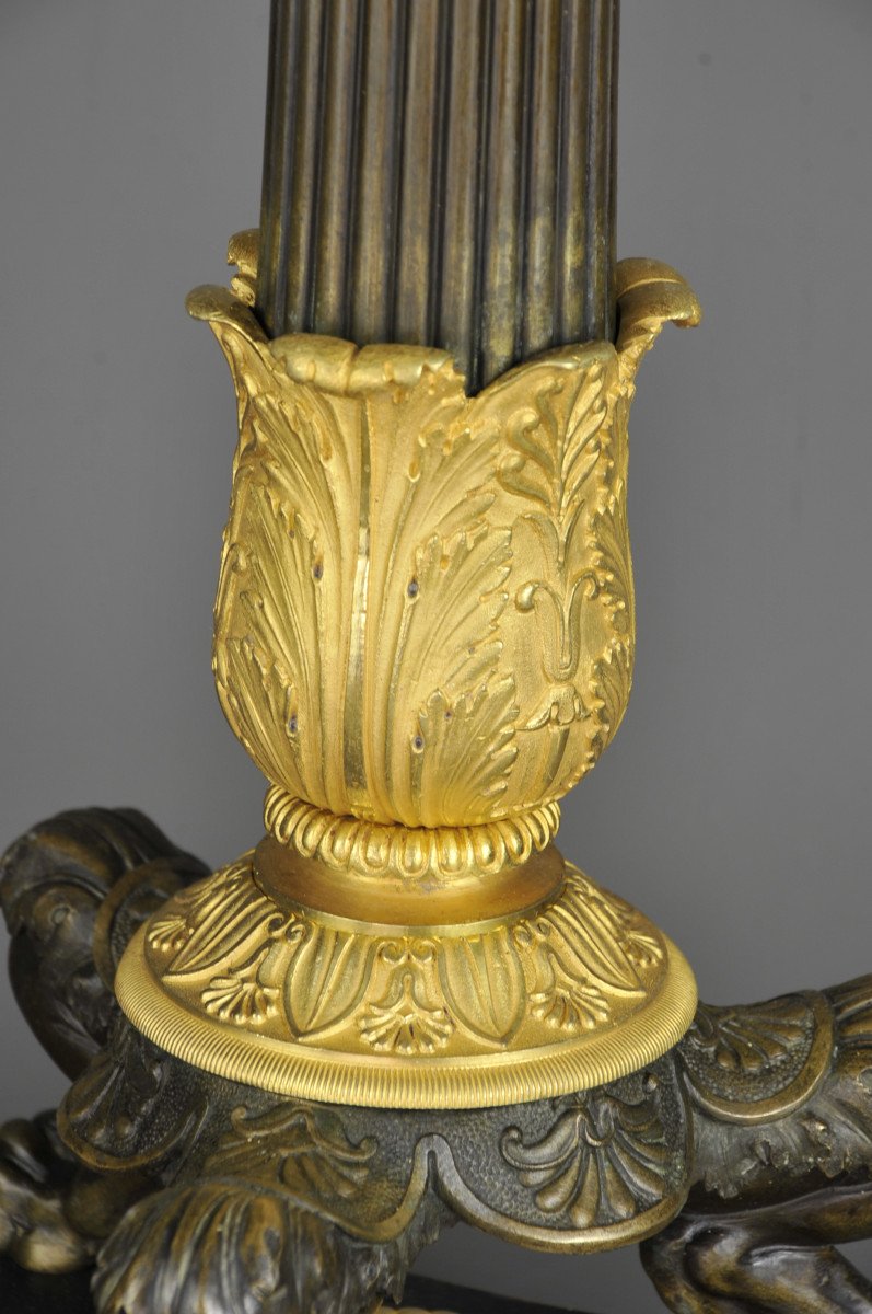 Important Pair Of Empire Candelabra In Gilt And Patinated Bronze-photo-8