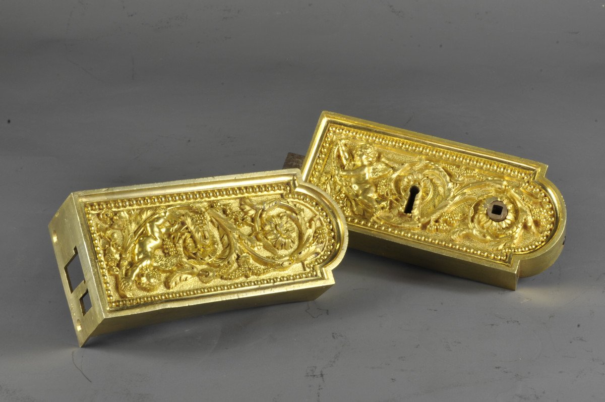 Louis XVI Style Lock In Gilt Bronze-photo-6