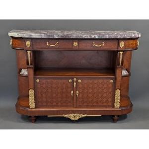 Louis XVI Style Buffet In Marquetry And Gilt Bronze Stamped Vincent Epeaux In Paris