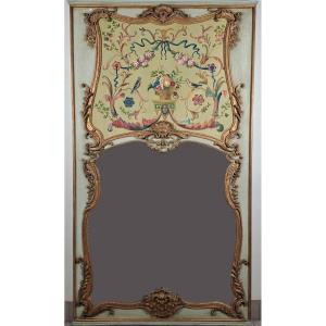 Large Louis XIV Style Trumeau In Lacquered And Gilded Wood - Bérain Decor