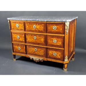 Importante Commode Louis XVI à la Grecque Estampillée MF Roht Et poinçon de jurande