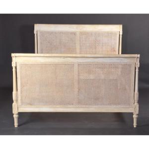 Directoire Style Bed In Lacquered Wood And Canework