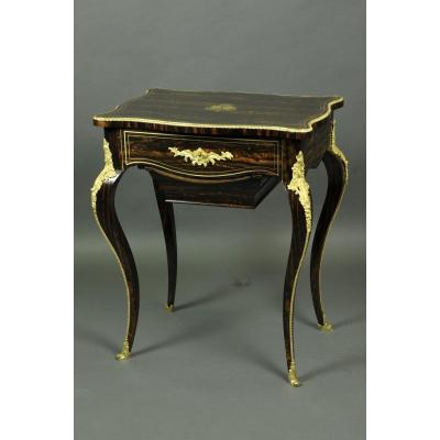 Berthet Paris - Rare Side Table In Macassar Ebony