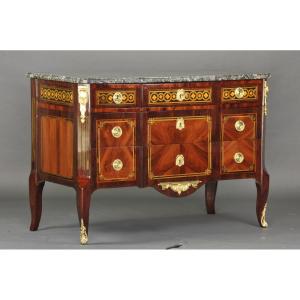 Large Commode Transition With Marquetry Of Quartefeuille