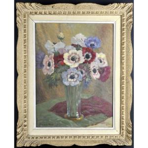 Daniel Bidon - Oil On Panel - The Vase Of Flowers
