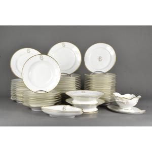 19th Century Paris Porcelain Table Service - Fine Gold Decor - 57 Pieces