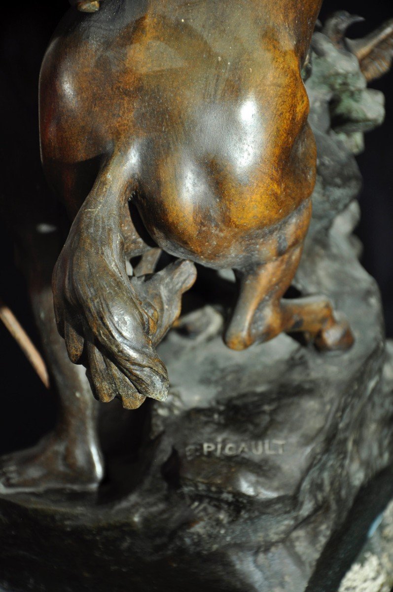 Neptune Creating The Horse Sculpture Signed Emile Picault-photo-4