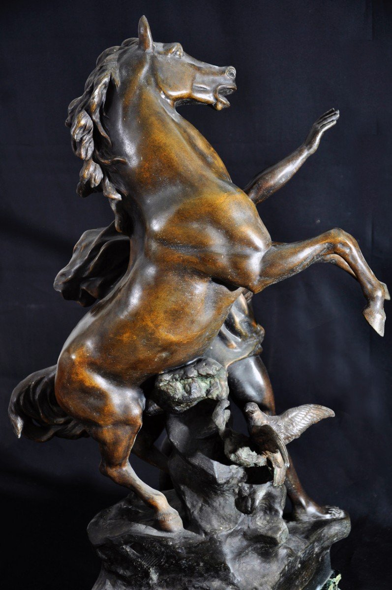 Neptune Creating The Horse Sculpture Signed Emile Picault-photo-2