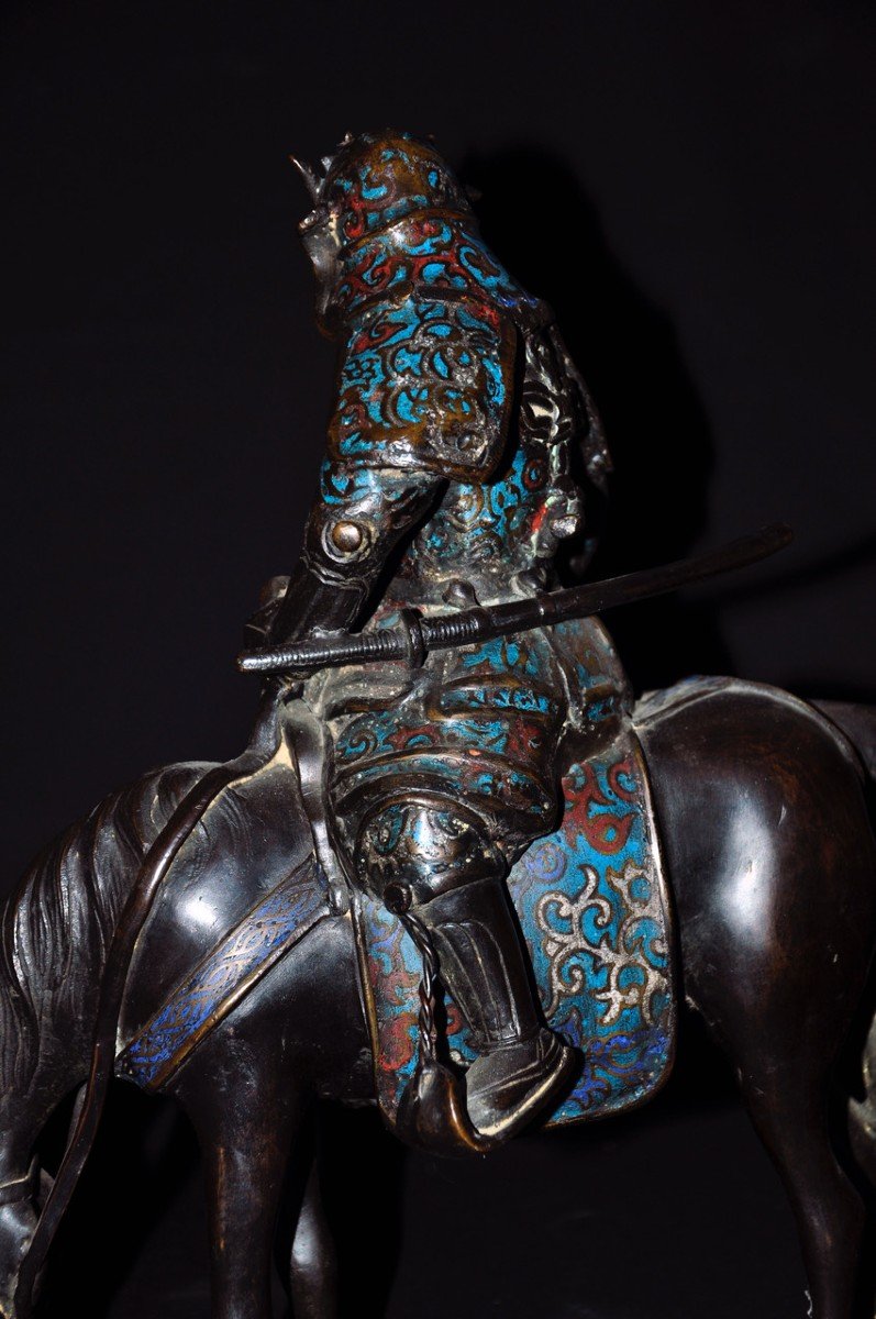 Cloisonné Bronze Samurai Late 19th Century-photo-2