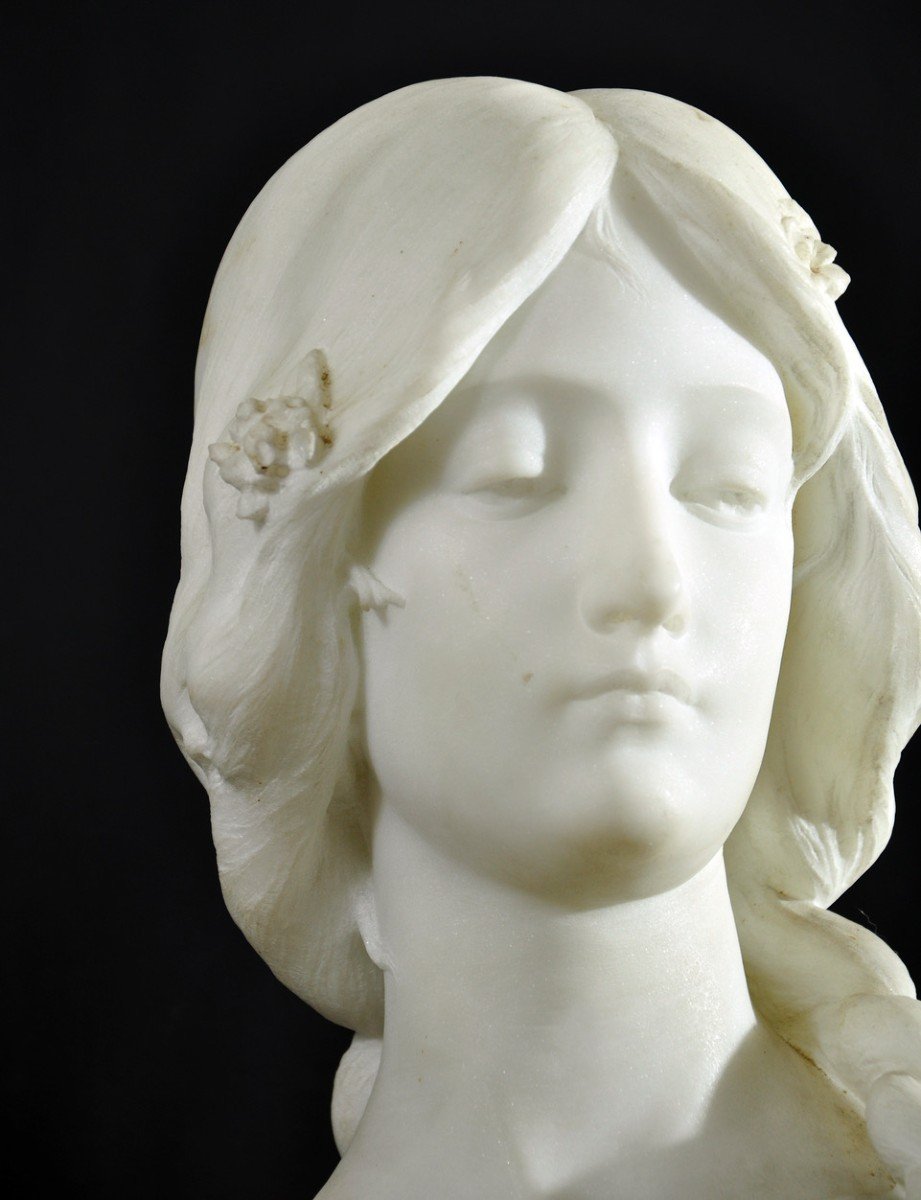 Alabaster Marble Sculpture Direct Cut Signed Attilio Fagioli Early 20th Century Marble Base-photo-3