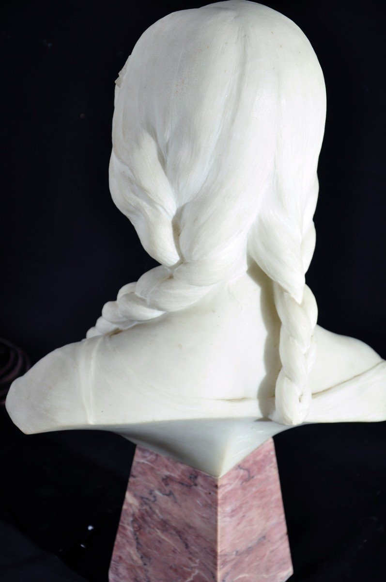 Alabaster Marble Sculpture Direct Cut Signed Attilio Fagioli Early 20th Century Marble Base-photo-1