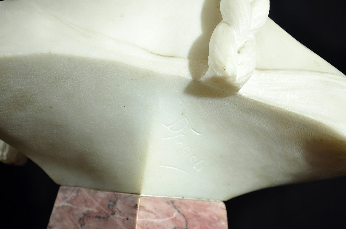 Carrara Marble Sculpture Direct Carving Signed Attilio Fagioli Early 20th Century Marble Base-photo-2