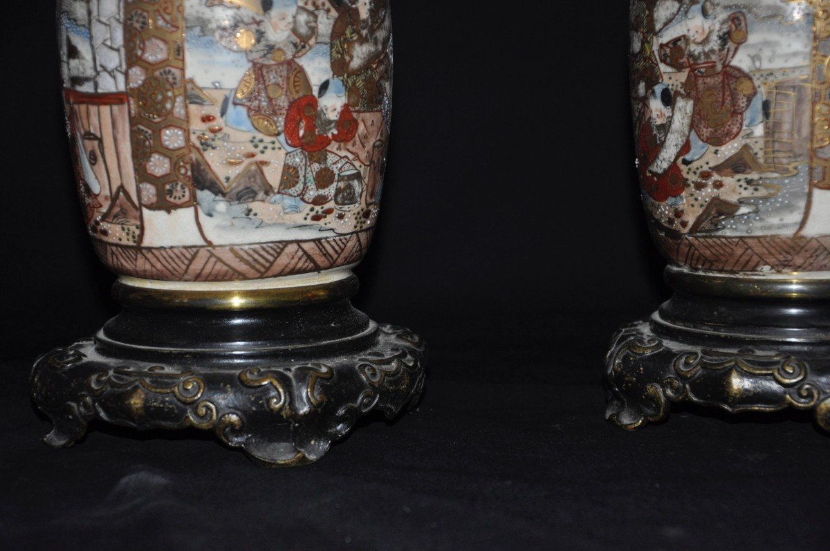 Paire De Vases Chinois En Porcelaine Avec Monture En Bronze, Style Minton-photo-4