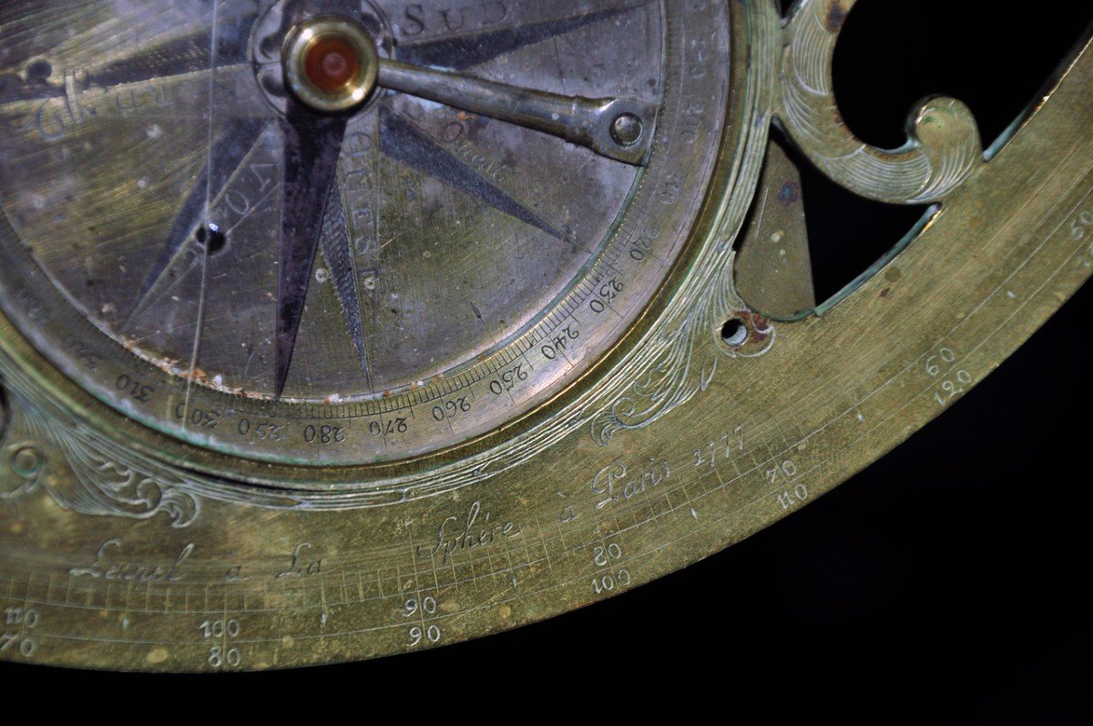 18th Century Brass Graphometer With Built-in Compass-photo-2