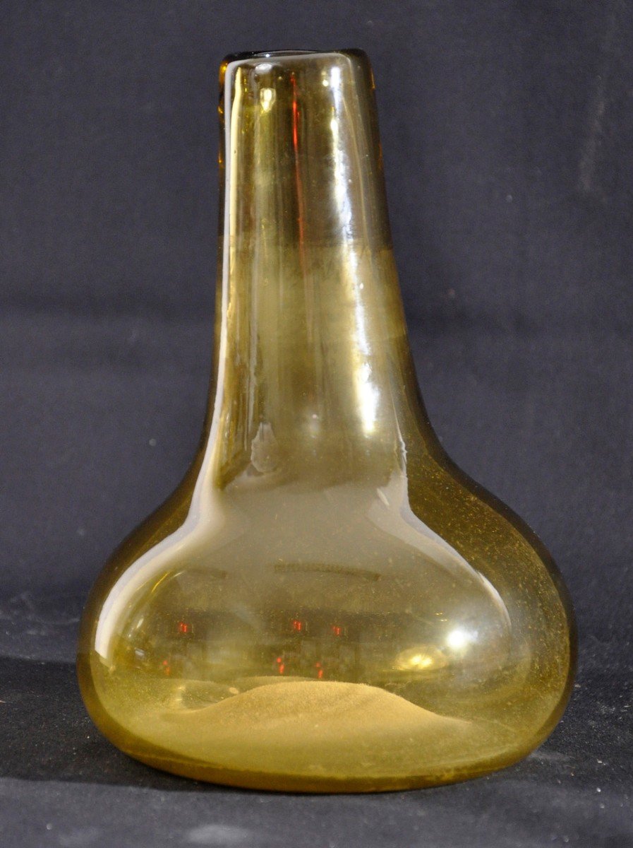 Vase Verre Soufflé Circa 1970 Signé Morin Dieulefit  