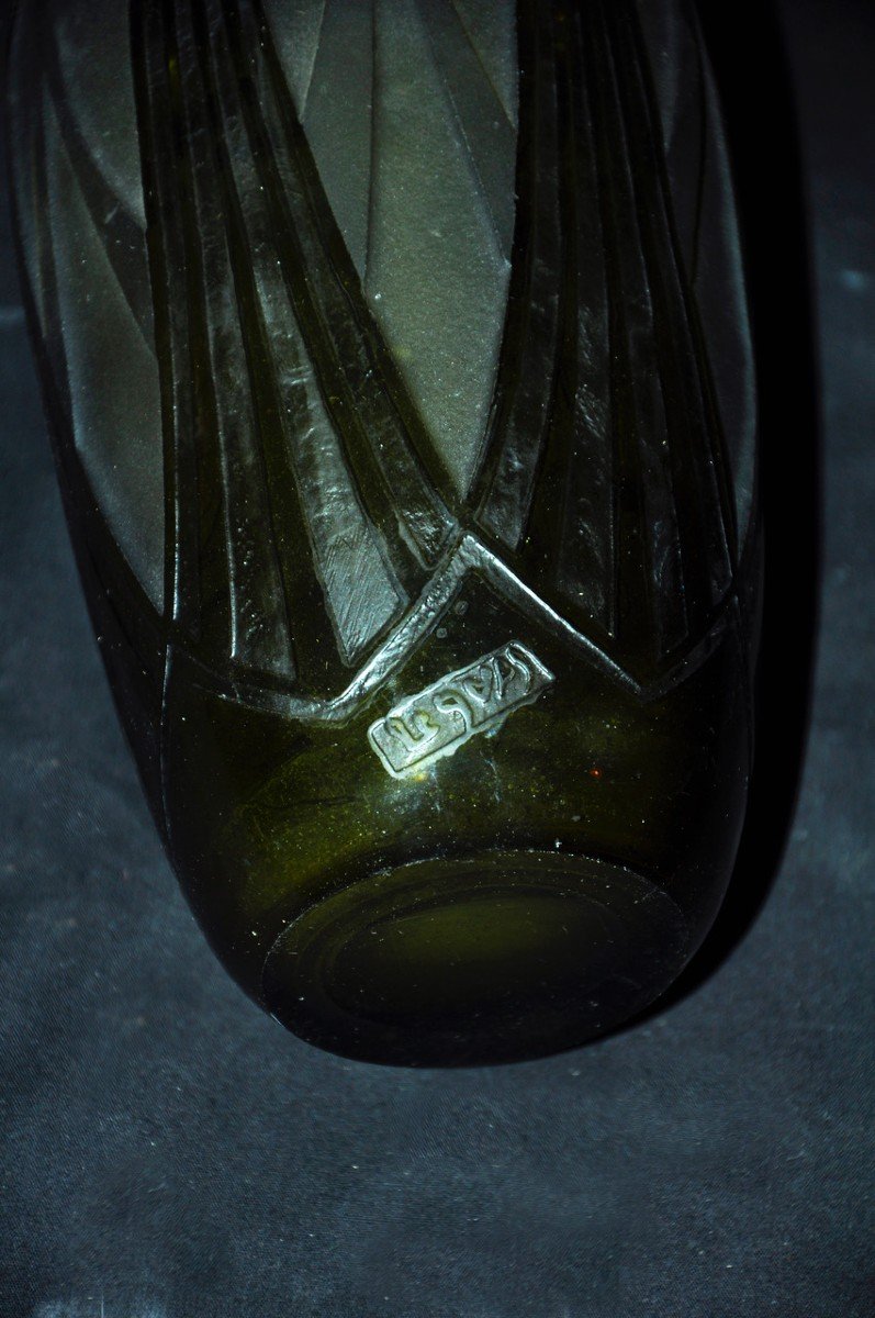 Art Deco Glass Paste Vase Signed Legras-photo-2