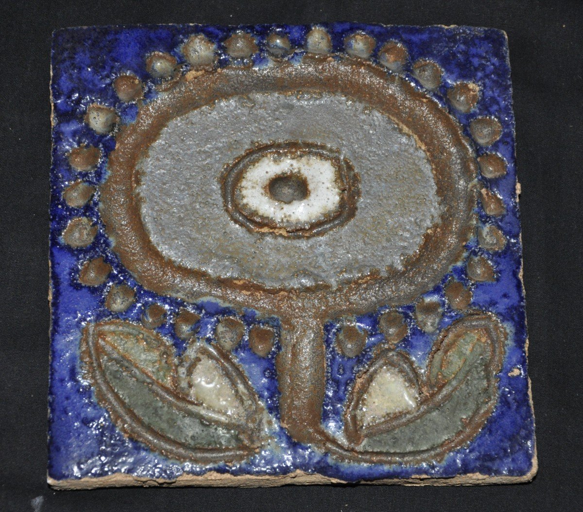 Glazed Ceramic Tile Signed Les Argonautes Vallauris Circa 1960