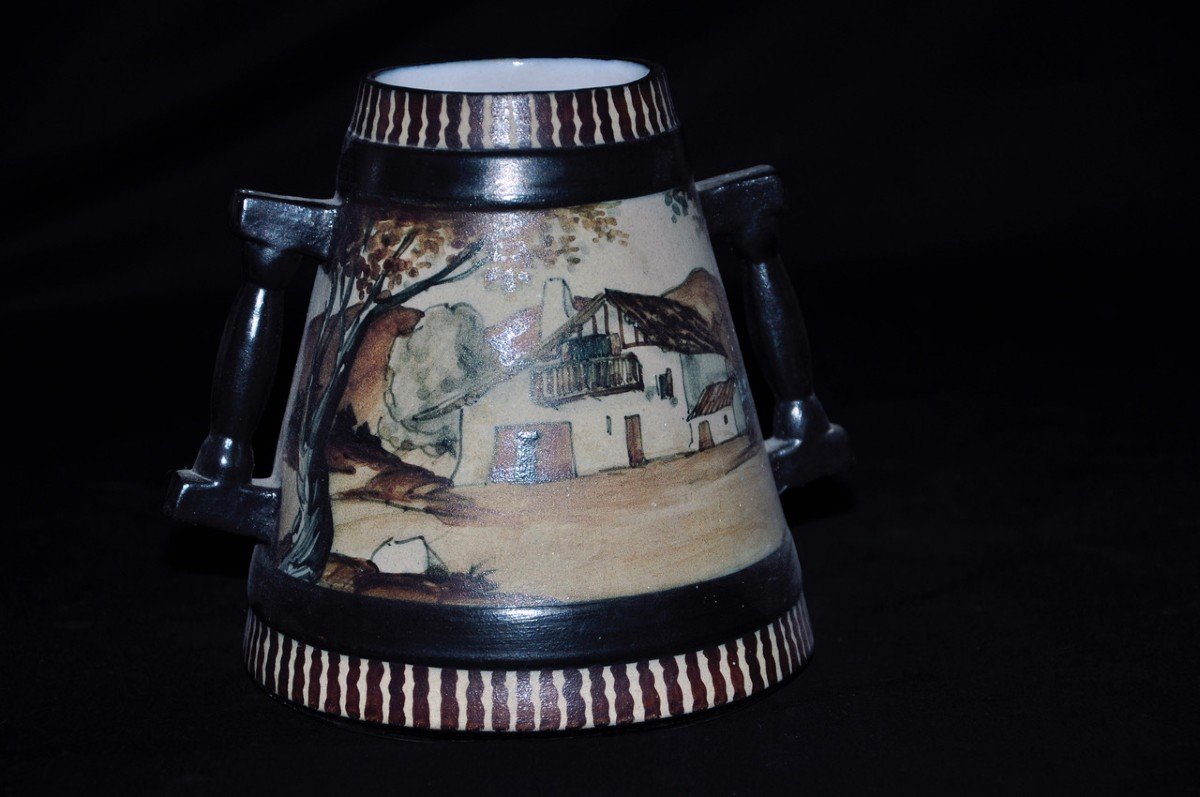 Ceramic Vase Signed Le.corrone Ciboure Circa 1950-photo-2