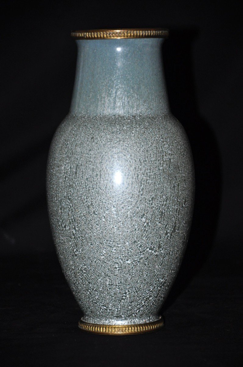 Sarreguemines Art Nouveau Enameled Ceramic Vase From The Early 20th Century