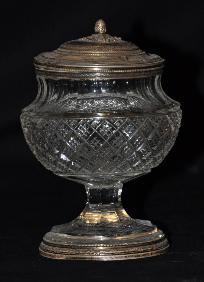 Vase en cristal Avec couvercle en vermeil XIXe Siècle