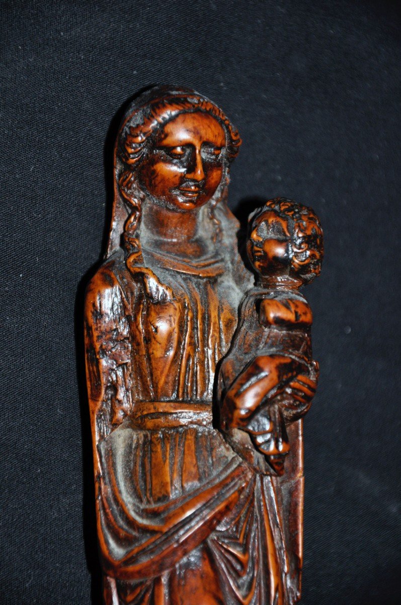 Religious Sculpture Virgin And Child Wood 17th Century-photo-2