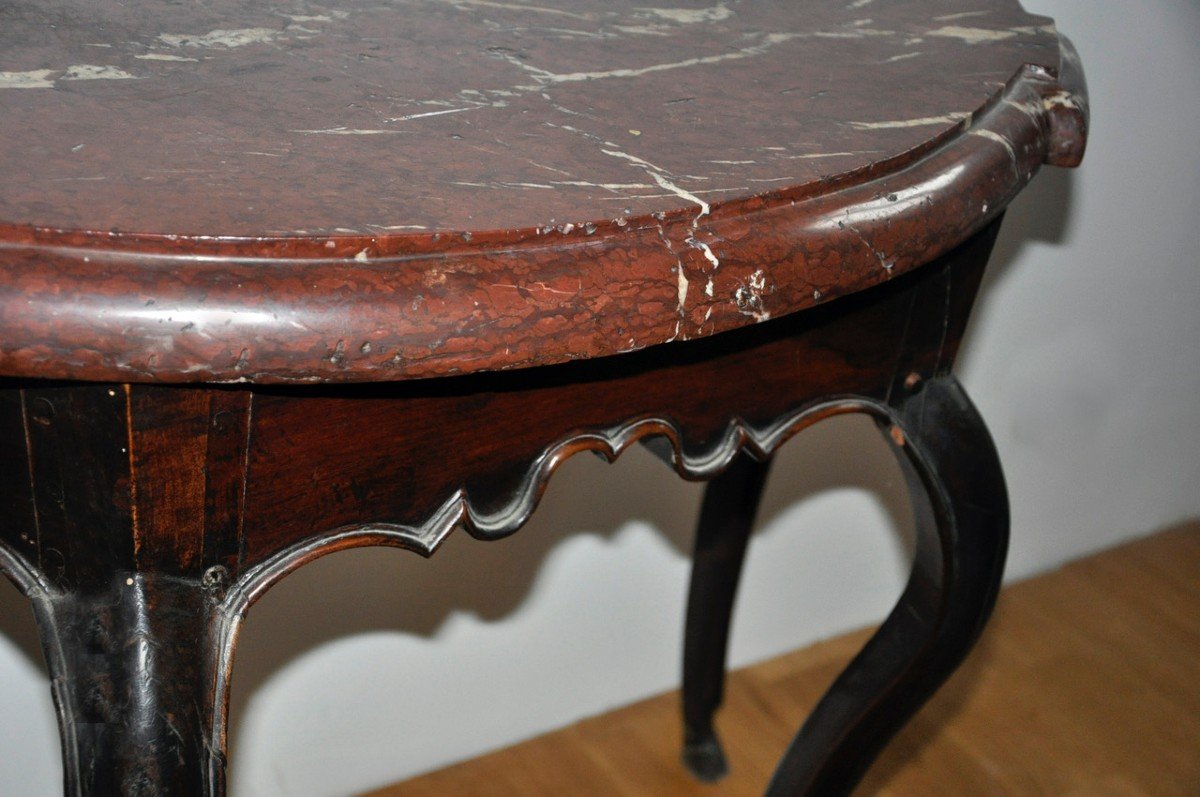 Half-moon Console In Walnut Wood, Typical Of Dauphiné, 18th Century-photo-3