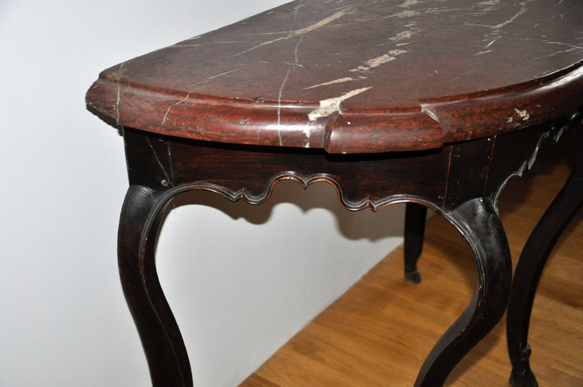 Half-moon Console In Walnut Wood, Typical Of Dauphiné, 18th Century-photo-4