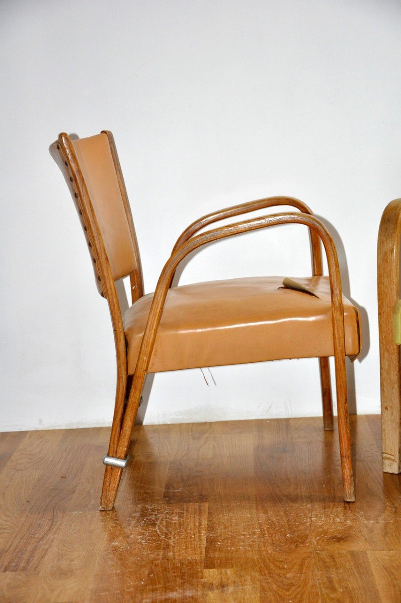 Paire de fauteuil Bow-Wood édition Steiner circa 1950-photo-3