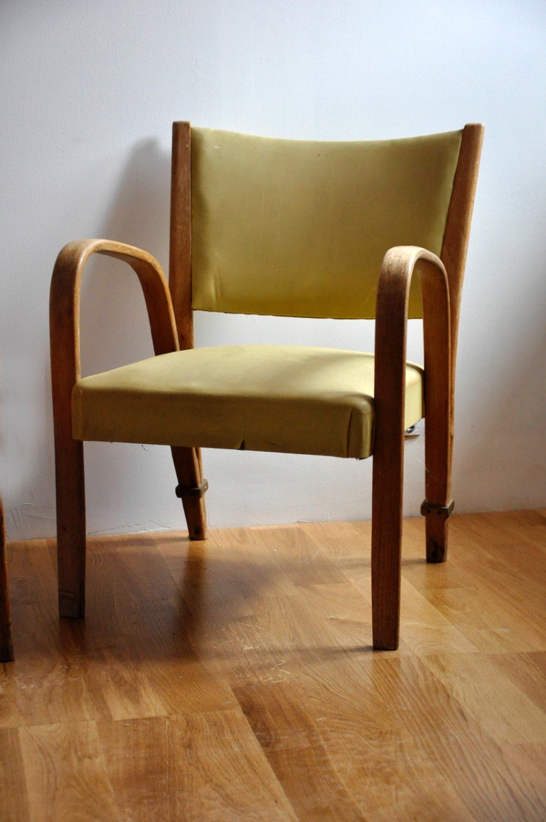 Paire de fauteuil Bow-Wood édition Steiner circa 1950-photo-4