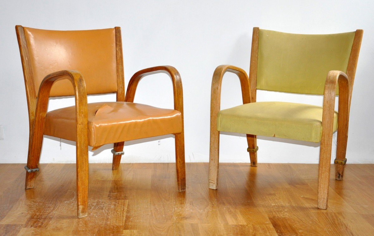 Paire de fauteuil Bow-Wood édition Steiner circa 1950