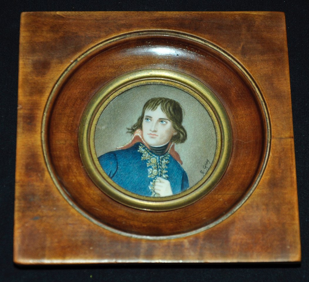 Miniature Aquarellée Signé S. Gray Portrait De l'Empereur Milieu XIXe Siècle-photo-4