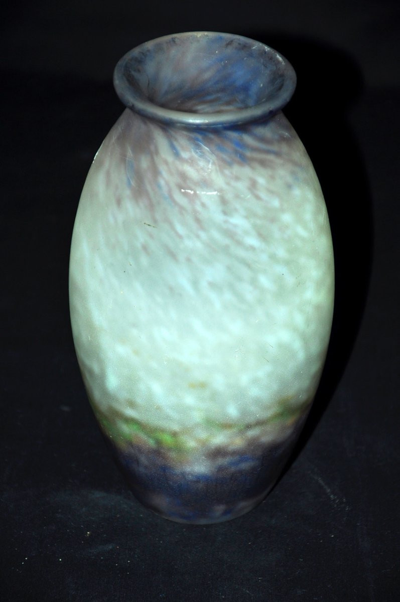 Vase Signed Muller Frères In Glass Paste Landscape Early 20th Century -photo-3