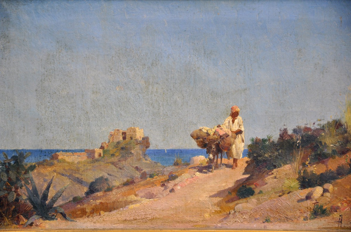 Abraham Hermanjat Oil On Canvas Orientalist Scene Circa 1920-photo-2